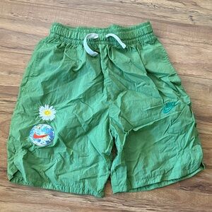Nike Green Drawstring Kids Shorts with Daisy & Globe Patches